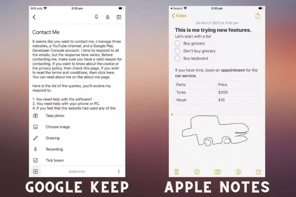 Google Keep vs Notas de Apple