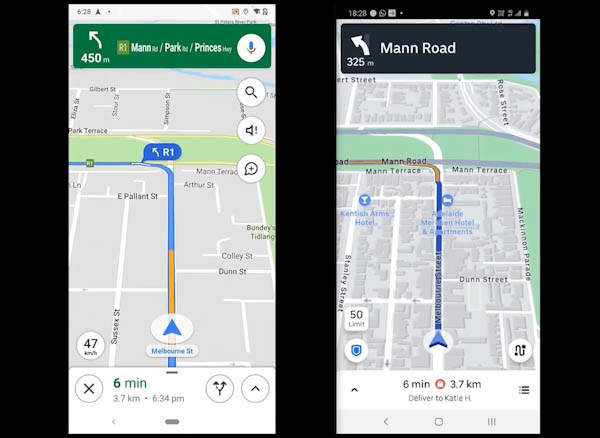 Interface - Google Maps and Uber Navigation